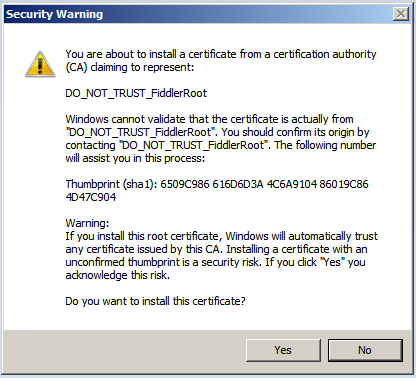 Unable to configure windows to trust the fiddler root certificate как решить